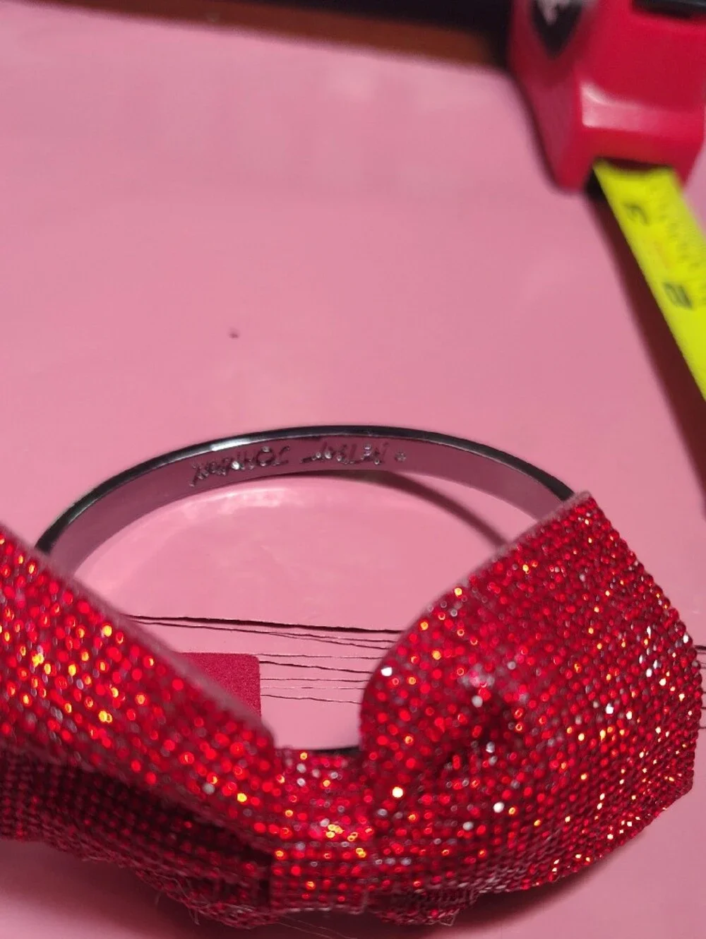 New Without Tag Betsey Johnson Red Rhinestone Bangle Bracelet Inscribed